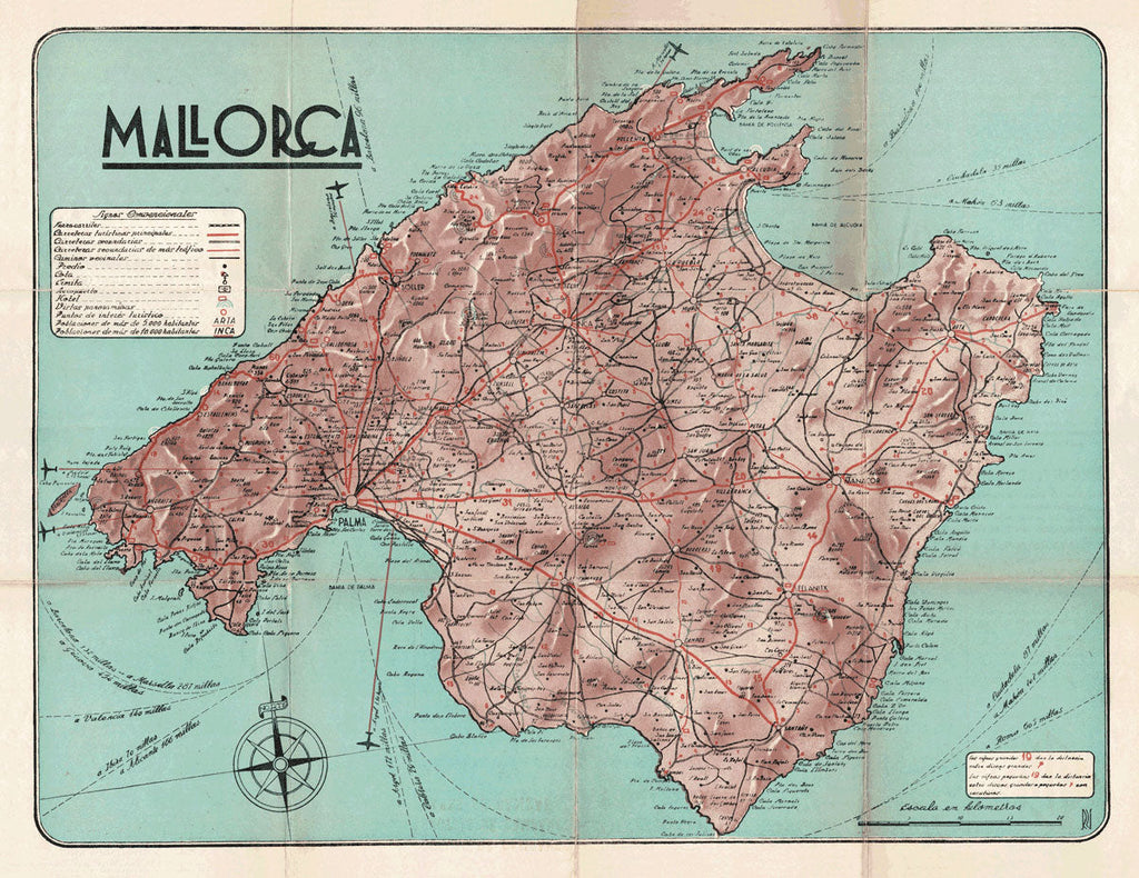 Mallorca Touristic Map 1940s
